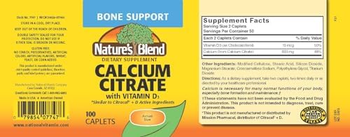 Calcio Citrato con D3 de Nature's Blend, 100 Cápsulas - imagen 2