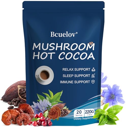 Cocoa en Polvo con Hongo Reishi, Melatonina y L-Theanina para Dormir Mejor, 20 Porciones de Chocolate Caliente de Hongo - imagen 1