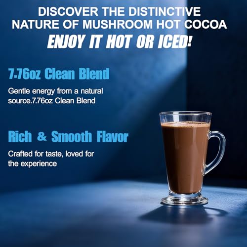 Cocoa en Polvo con Hongo Reishi, Melatonina y L-Theanina para Dormir Mejor, 20 Porciones de Chocolate Caliente de Hongo - imagen 7