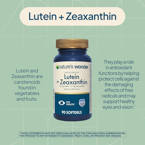 Nature's Wonder Luteína 25 mg con Zeaxantina 5 mg en gelatina blanda para adultos, apoya la salud visual, libre de gluten, sin colores artificiales, - imagen 4