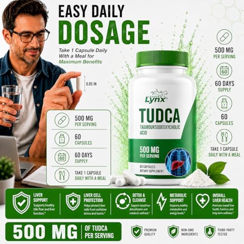 Leaping Lynx TUDCA 500mg – Suplemento de Ácido Tauroursodeoxicólico – 60 Cápsulas – Apoyo Hepático y Digestivo – No GMO, Certificado ISO - imagen 4