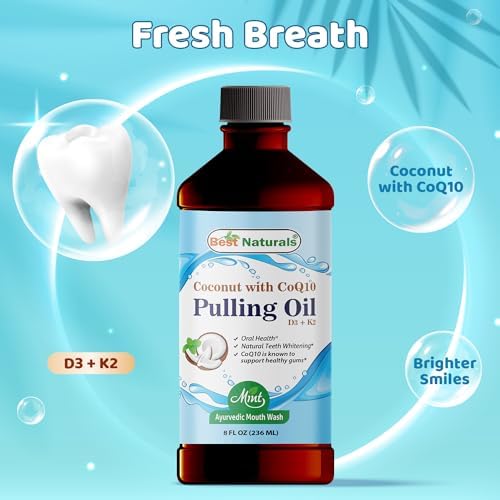 Aceite de Coco para Enjuague Best Naturals con Vitamina D3, E, K2 y COQ10 - 8 fl oz - Hecho con Aceites Esenciales en EE. UU. - imagen 2