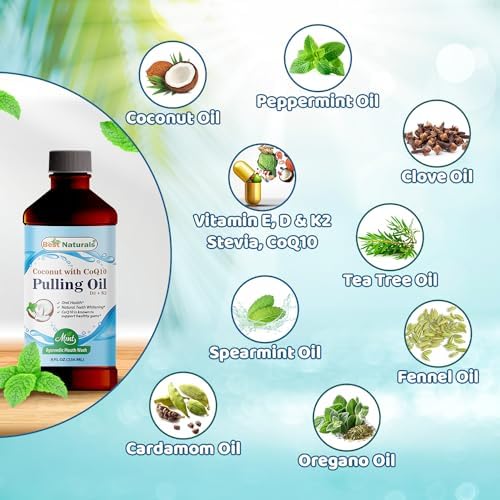 Aceite de Coco para Enjuague Best Naturals con Vitamina D3, E, K2 y COQ10 - 8 fl oz - Hecho con Aceites Esenciales en EE. UU. - imagen 3