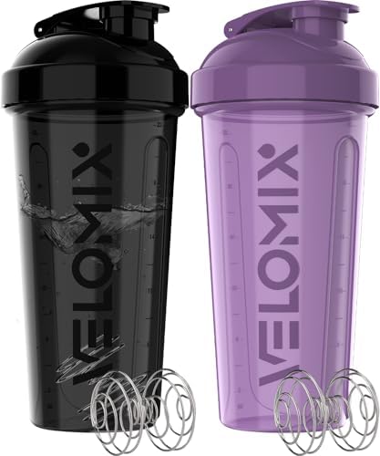 Botellas Mezcladoras de Proteína VELOMIX - Paquete de 2 - 28 oz - Antifugas con 2 Batidores de Alambre - Verde/Negro - imagen 8