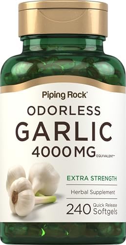 Piping Rock Suplemento Herbal de Ajo Sin Olor en Softgels | 240 Cápsulas | Extra Fuerte | No Transgénico, Libre de Gluten - imagen 1