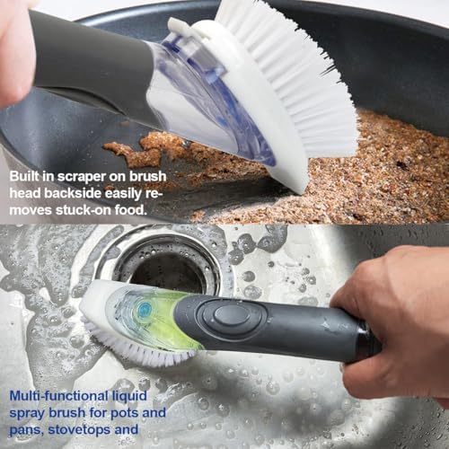 Cepillo de Platos CELOX con Dispensador de Jabón, Kit de Varita Pesada, Incluye 1 Varita y 3 Cabezas de Repuesto para Cepillo de Platos - imagen 4