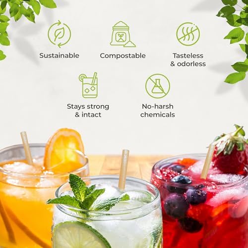 Popotes de Caña de Azúcar Bionex de 8 – Biodegradables y Compostables, Hechos en EE. UU. – 100 piezas, Alternativa Ecológica a Popotes de Plástico - imagen 3