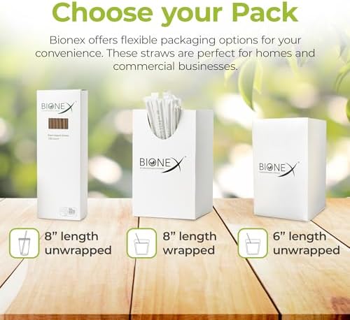 Popotes de Caña de Azúcar Bionex de 8 – Biodegradables y Compostables, Hechos en EE. UU. – 100 piezas, Alternativa Ecológica a Popotes de Plástico - imagen 5