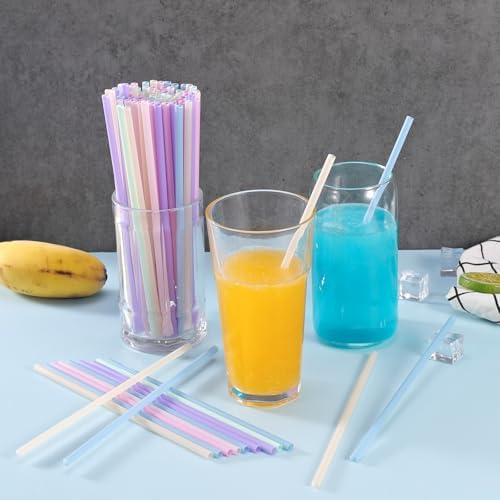 500 Pzs Popotes Desechables de Plástico Coloridos - 21 cm de Largo, 0.6 cm de Diámetro, Popotes Lindos a Granel para Jugo, Café, Leche, Cócteles, - imagen 4