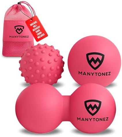 Set de Pelotas de Masaje Duro MANYTONEZ - Lacrosse, Maní, Espinosa (Firme Mediana) con Bolsa de Transporte y Guías en eBook - para Puntos Gatillo, - imagen 1