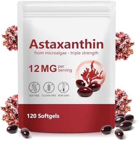 LEISGOTO Astaxantina 12mg, 120 Softgels Premium, Extraída naturalmente de Haematococcus pluvialis | Suministro para 4 meses - imagen 1