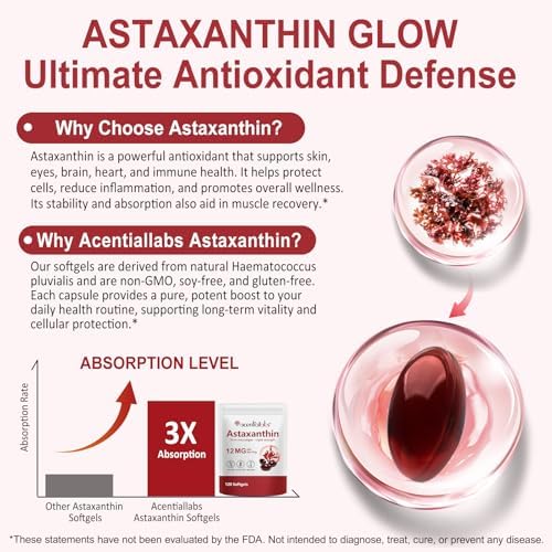 LEISGOTO Astaxantina 12mg, 120 Softgels Premium, Extraída naturalmente de Haematococcus pluvialis | Suministro para 4 meses - imagen 5