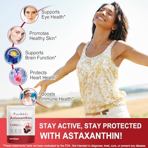 LEISGOTO Astaxantina 12mg, 120 Softgels Premium, Extraída naturalmente de Haematococcus pluvialis | Suministro para 4 meses - imagen 7