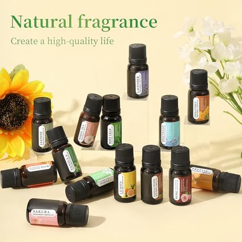 Set de Aceites Esenciales Gihen, 12 Aromas, Botellas de 10 ML, Lavanda, Limón, Rosa, Jazmín, Vainilla, Sándalo y Más, para Humidificadores y - imagen 2