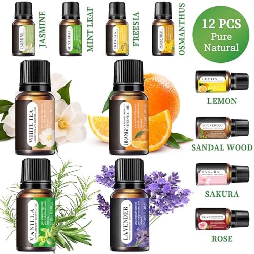Set de Aceites Esenciales Gihen, 12 Aromas, Botellas de 10 ML, Lavanda, Limón, Rosa, Jazmín, Vainilla, Sándalo y Más, para Humidificadores y - imagen 6