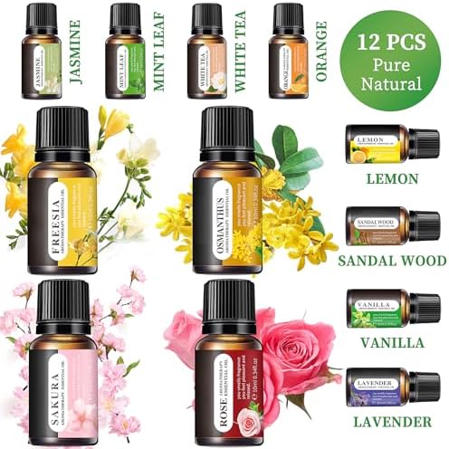 Set de Aceites Esenciales Gihen, 12 Aromas, Botellas de 10 ML, Lavanda, Limón, Rosa, Jazmín, Vainilla, Sándalo y Más, para Humidificadores y - imagen 7