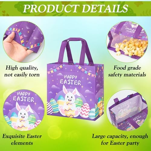 Bolsas de Caza de Huevos de Pascua RICEDUO 18-Pack, Tote Reutilizables con Asas para Niños, Bolsas de Regalo de Intercambio para Cestas de Fiesta - imagen 3