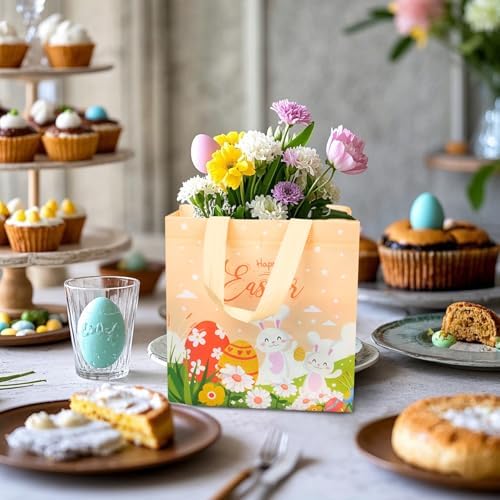 Bolsas de Caza de Huevos de Pascua RICEDUO 18-Pack, Tote Reutilizables con Asas para Niños, Bolsas de Regalo de Intercambio para Cestas de Fiesta - imagen 5