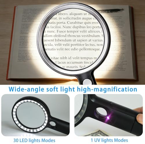 Lupa de Mano con Luz, 10X 30X, Cristal Óptico con 31 LEDs, Ideal para Lectura, Puzzles, Monedas, Joyería y Trabajo Detallado para Personas Mayores - imagen 5