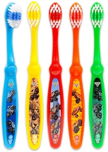 Set de Cepillos de Dientes Monster Jam - Paquete con 5 Cepillos de Camiones, Stickers y Más | Kit de Higiene Oral para Niños y Niñas - imagen 2