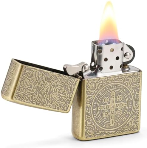 Encendedor Zorro Constantine, Encendedor de Metal Vintage Antiguo con San Benito, Encendedor Retro para Hombres (Se Vende Sin Petróleo) - imagen 1