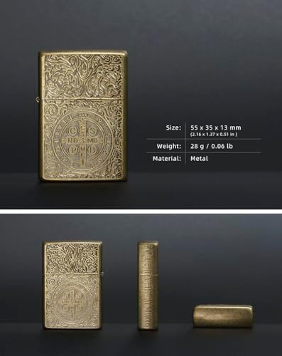 Encendedor Zorro Constantine, Encendedor de Metal Vintage Antiguo con San Benito, Encendedor Retro para Hombres (Se Vende Sin Petróleo) - imagen 4