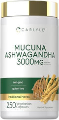 Cápsulas Carlyle Mucuna con Ashwagandha | 250 Cápsulas | Suplemento de Mucuna Pruriens | Vegetariano, Sin OGM, Libre de Gluten - imagen 1