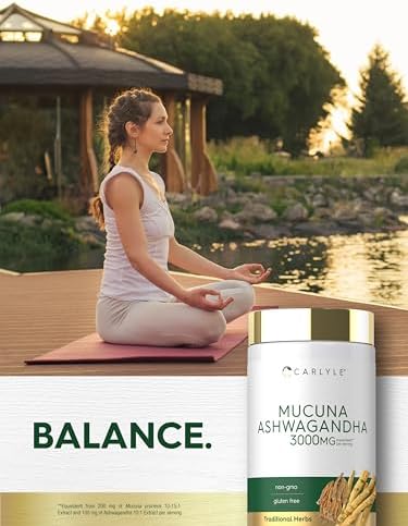 Cápsulas Carlyle Mucuna con Ashwagandha | 250 Cápsulas | Suplemento de Mucuna Pruriens | Vegetariano, Sin OGM, Libre de Gluten - imagen 6
