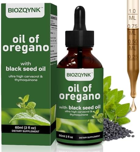 Gotas Líquidas de Aceite de Orégano con Aceite de Semilla Negra – Concentrado Alto en Carvacrol y Timoquinona para Soporte Inmunológico, Digestivo y - imagen 1