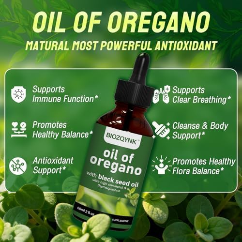 Gotas Líquidas de Aceite de Orégano con Aceite de Semilla Negra – Concentrado Alto en Carvacrol y Timoquinona para Soporte Inmunológico, Digestivo y - imagen 2