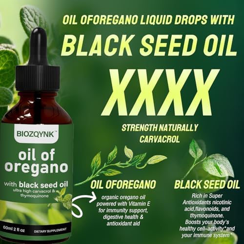 Gotas Líquidas de Aceite de Orégano con Aceite de Semilla Negra – Concentrado Alto en Carvacrol y Timoquinona para Soporte Inmunológico, Digestivo y - imagen 3
