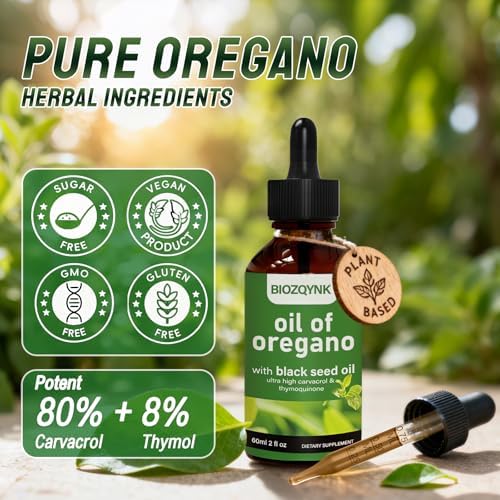 Gotas Líquidas de Aceite de Orégano con Aceite de Semilla Negra – Concentrado Alto en Carvacrol y Timoquinona para Soporte Inmunológico, Digestivo y - imagen 5