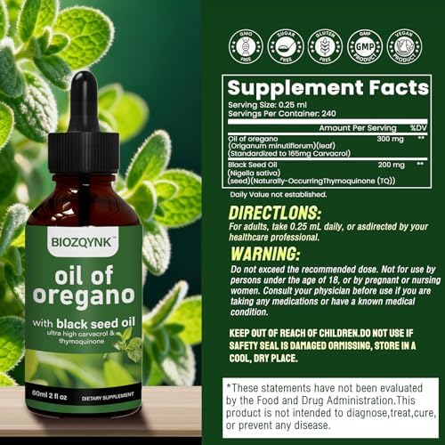 Gotas Líquidas de Aceite de Orégano con Aceite de Semilla Negra – Concentrado Alto en Carvacrol y Timoquinona para Soporte Inmunológico, Digestivo y - imagen 6