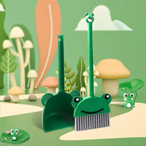 Juego de Escoba y Recogedor Infantil Mini de Rana Verde para Limpieza y Juego de Imaginación - imagen 2