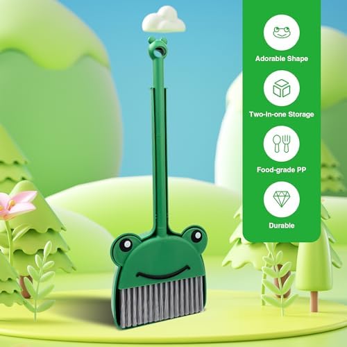 Juego de Escoba y Recogedor Infantil Mini de Rana Verde para Limpieza y Juego de Imaginación - imagen 4