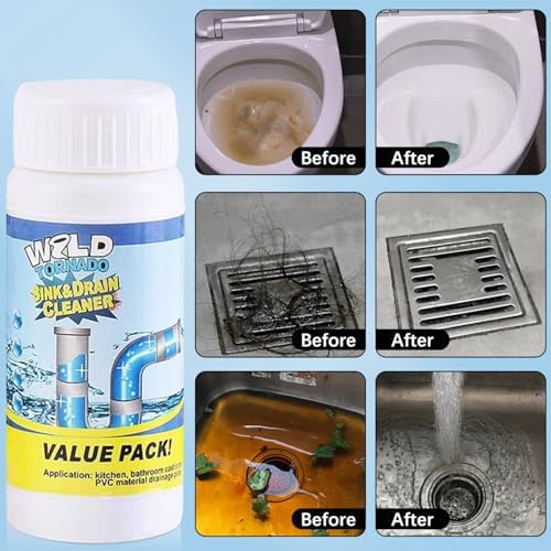 Juego de 2 Limpiadores de Drenaje Wild Tornado, Herramienta Rápida para Limpieza de Tuberías de Cocina y Baño - imagen 6