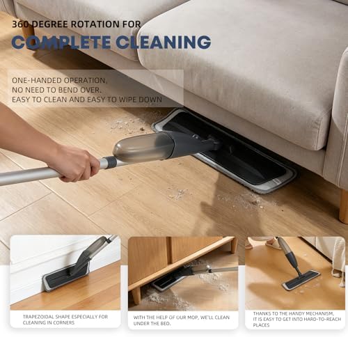 Mopa Pulverizadora para Limpieza de Pisos con Rotación 360° - Limpiador Multi-Superficie para Mopa Húmeda/Seca, Mango Ligero para Cocina, Baño, Pisos - imagen 2