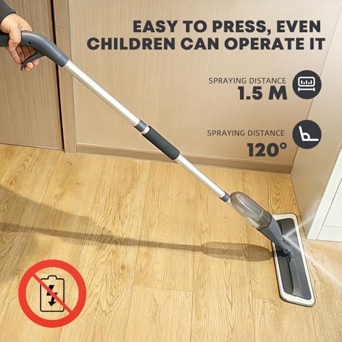 Mopa Pulverizadora para Limpieza de Pisos con Rotación 360° - Limpiador Multi-Superficie para Mopa Húmeda/Seca, Mango Ligero para Cocina, Baño, Pisos - imagen 4