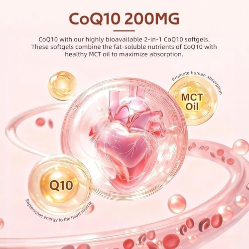 CellIngred CQ10, 200 mg por Porción, 300 Softgels con Aceite MCT de Coco, CoQ10 Ubiquinona de Alta Absorción, Antioxidante para la Salud del Corazón - imagen 4