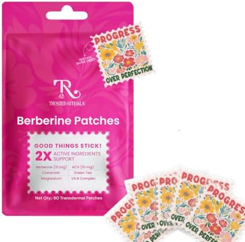 Parches Berberina de TRUSTED RITUALS – Soporte Diario con Berberina, ACV, Magnesio, Canela y L-Glutamina – Paquete de 1, 60 Parches Transdérmicos - imagen 1