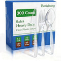 Set de Cubiertos Desechables Bosizhang de 300 Piezas, 120 Cucharas, 120 Tenedores, 60 Cuchillos, Resistentes al Calor y Sin BPA, Utensilios para - imagen 1