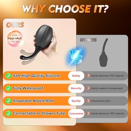 Enemas Anales para Hombres y Mujeres - Kit de Bulbo de Silicona Flexible Antifugas, Conectable a Ducha, Bidet Portátil para Limpieza de Colon con - imagen 3