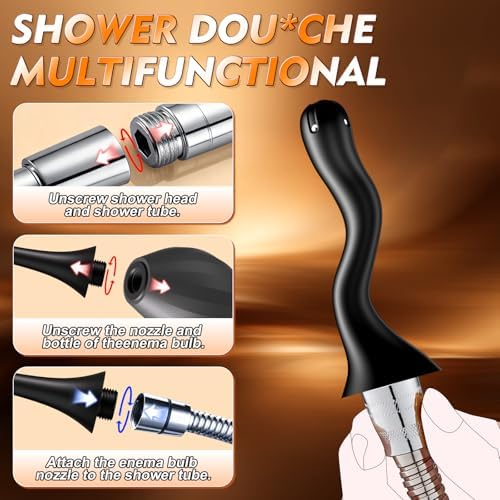 Enemas Anales para Hombres y Mujeres - Kit de Bulbo de Silicona Flexible Antifugas, Conectable a Ducha, Bidet Portátil para Limpieza de Colon con - imagen 5