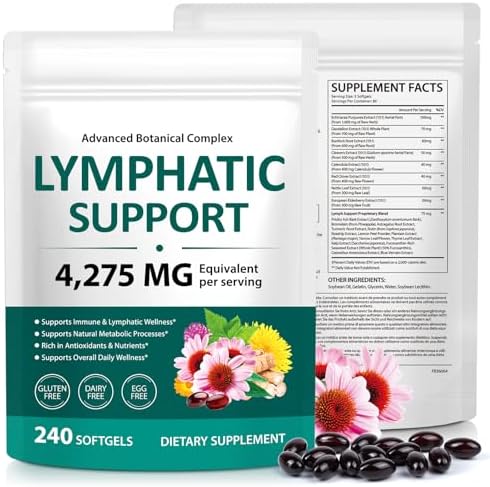 Suplementos de Drenaje Linfático Liefiet 240 Softgels, Mezcla Herbal 21 en 1 con Equinácea, Diente de León y Raíz de Bardana, Apoyo al Sistema - imagen 1