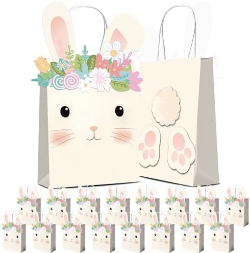 KARAQY 16 Pzs Bolsas de Regalo de Conejo, Favoritos de Fiesta para Cumpleaños y Caza de Huevos de Pascua, Decoraciones de Jardín de Primavera - imagen 1