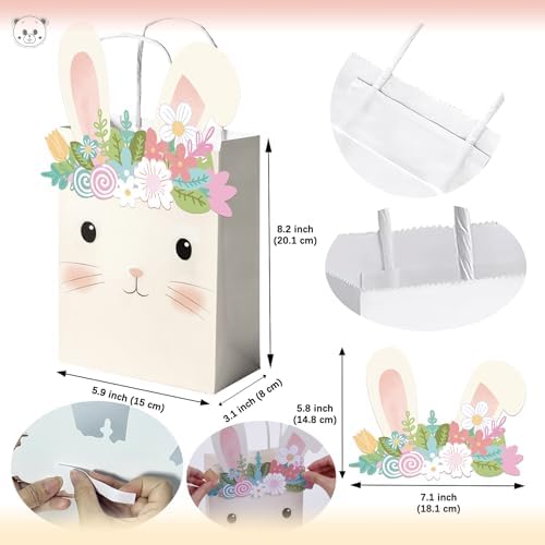 KARAQY 16 Pzs Bolsas de Regalo de Conejo, Favoritos de Fiesta para Cumpleaños y Caza de Huevos de Pascua, Decoraciones de Jardín de Primavera - imagen 2