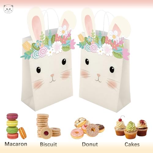 KARAQY 16 Pzs Bolsas de Regalo de Conejo, Favoritos de Fiesta para Cumpleaños y Caza de Huevos de Pascua, Decoraciones de Jardín de Primavera - imagen 3