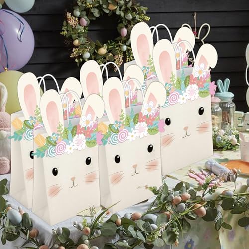 KARAQY 16 Pzs Bolsas de Regalo de Conejo, Favoritos de Fiesta para Cumpleaños y Caza de Huevos de Pascua, Decoraciones de Jardín de Primavera - imagen 4