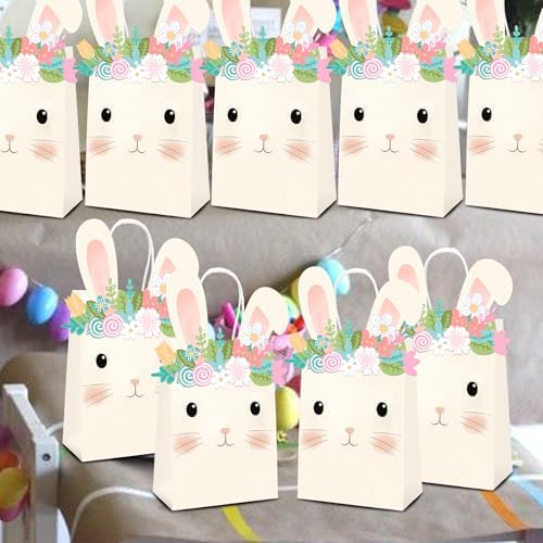 KARAQY 16 Pzs Bolsas de Regalo de Conejo, Favoritos de Fiesta para Cumpleaños y Caza de Huevos de Pascua, Decoraciones de Jardín de Primavera - imagen 5