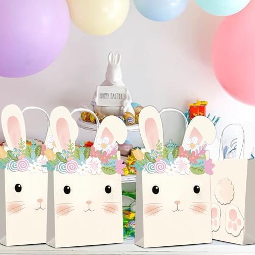 KARAQY 16 Pzs Bolsas de Regalo de Conejo, Favoritos de Fiesta para Cumpleaños y Caza de Huevos de Pascua, Decoraciones de Jardín de Primavera - imagen 6